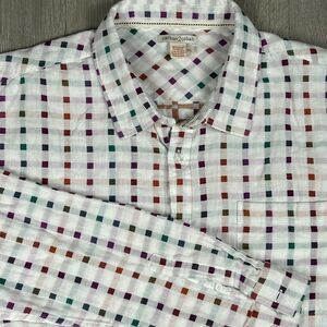 Carbon 2 Cobalt Shirt Mens XL Block Multicolor Button Heavy Long Sleeve‎ Casual